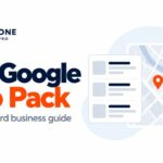 Google Map Pack cover with three map pins and a local listing