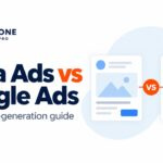 Meta Ads versus Google Ads cover with social and search campaign cards